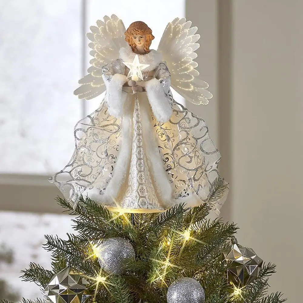 Christmas Tree Topper Angel Kids Fairy LED Light Up Three-dimensional Toys Christmas Tree Top Decoration Ornament