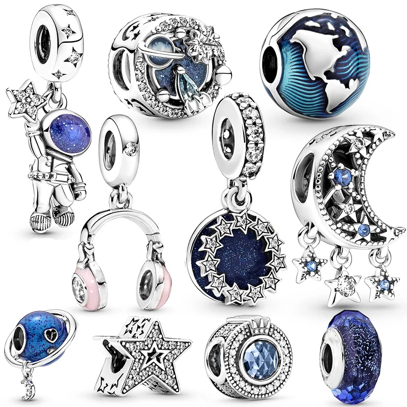 2Pcs/Lot Sparkling Explore the Planet Series Charms Beads Dangles Fits Original DIY Bracelets Necklaces For Women Jewelry Gift