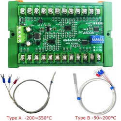 8CH RS485 PT100 RTD RS485 Temperature Sensor DC8-30V Modbus Rep NTC K Thermocouple Acquisition Module PTA8D08 relay module