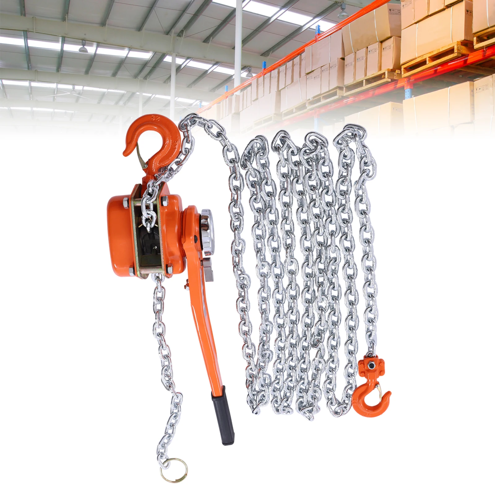 

1.5 Ton Manual Chain Hoist Puller Block w/ 2 Hooks 20 Feet Lift Orange Lift Tool