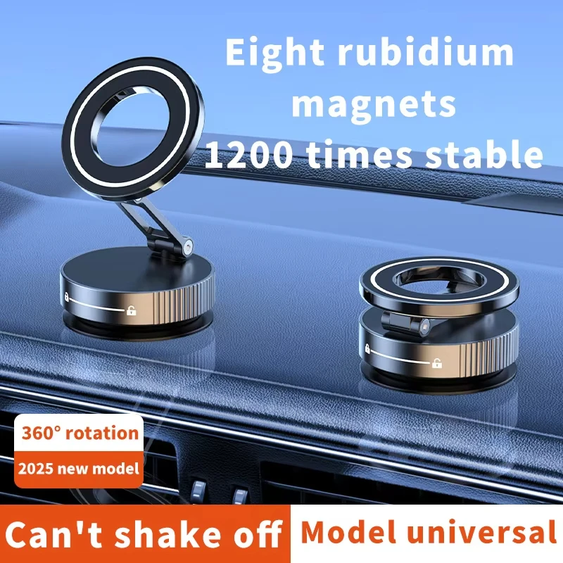 Metal Magnetic Car Phone Holder 360° Rotation Foldable Universal for IPhone 16/15/14 Pro Max, Durable Auto Phone Mount