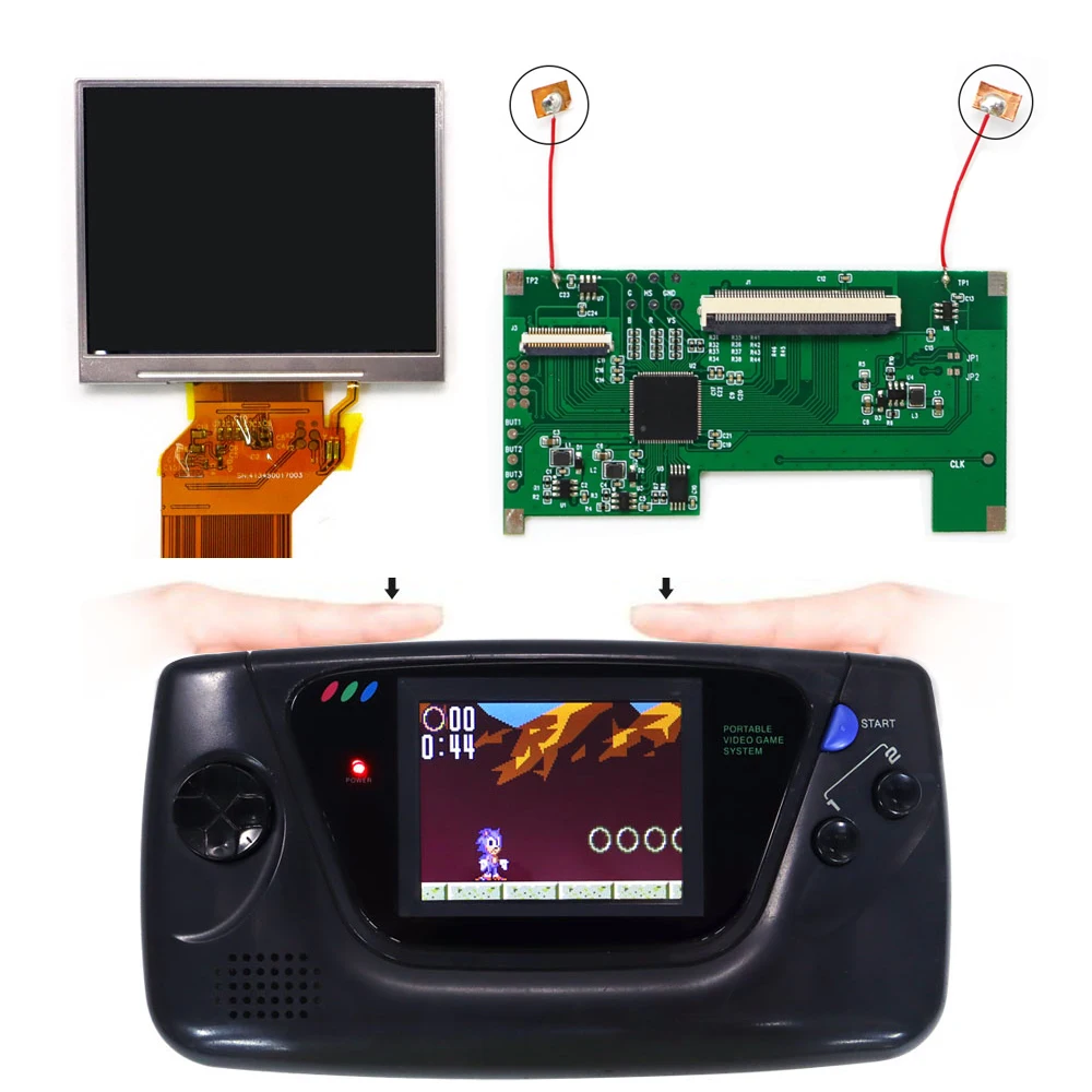 

3.5" For Sega GG LCD Backlight Screen Touch Sensor Kit For SEGA Game Gear Highlight LCD VGA output