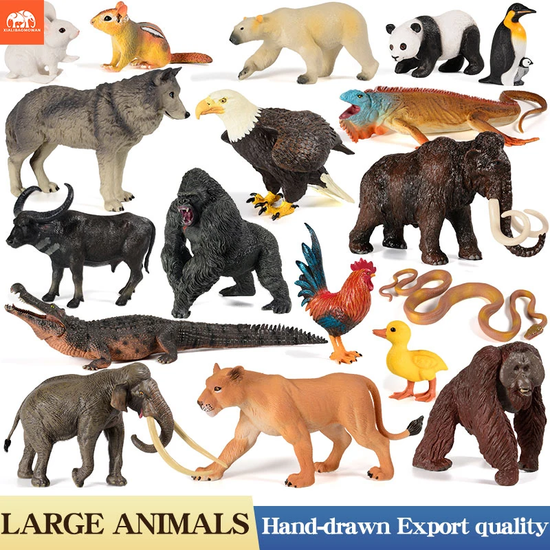 Großes Wildtier-Figurenset - Elefant Mammut Krokodil Orang-Utan Wolf Aktionsmodelle Plastikspielzeug für Kinder Lehrreiche Geschenke