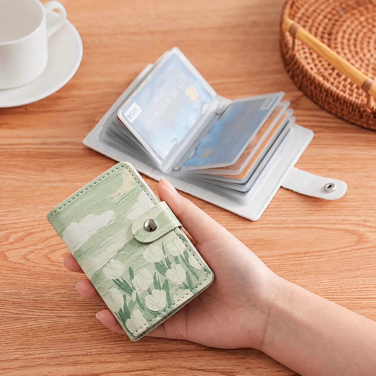 New Oil Painting Style Card Holder, Bank Card & ID Organizer, Large Capacity Card Case for Men & Women, Christmas Gift