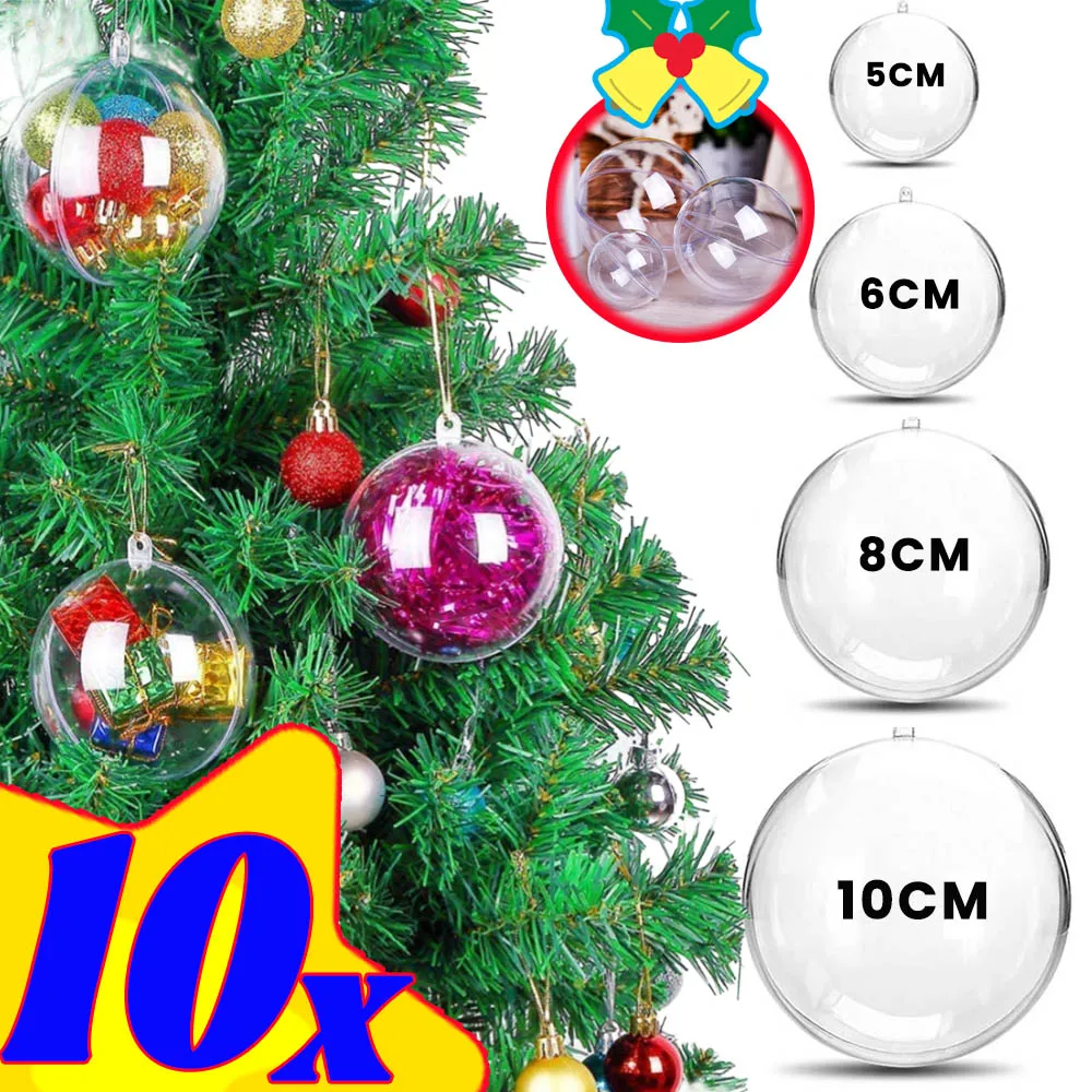 Weihnachten transparente Kugel Kunststoff Weihnachts baum hohl offene Kugel Box Schmuckstücke Hochzeit Urlaub Geschenke Party Home Dekoration