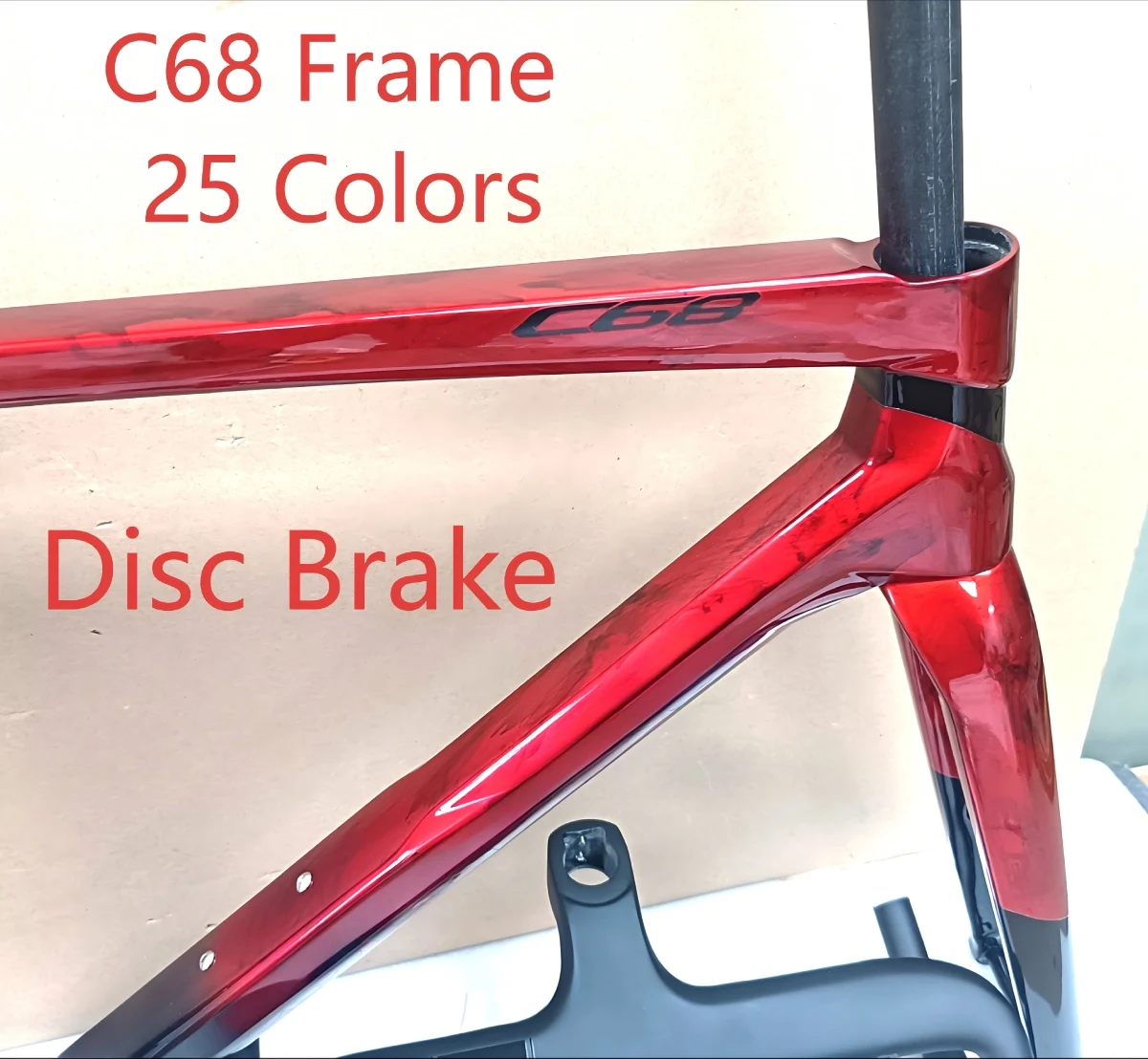 

C68 Carbon Road Bike Frame 25 Colours Disc Brake Bicycle Frameset T47 Full Carbon Fiber Road Bike Frame Racing Frame Handlebar