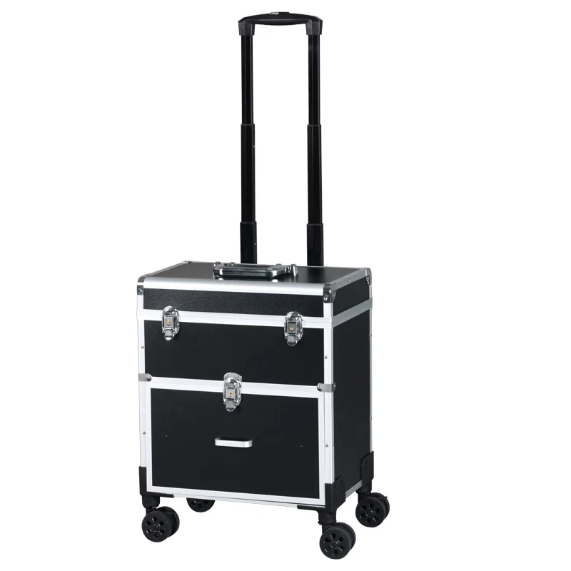 2-in-1 Makeup Suitcase Professional Manicure Rolling Luggage Double-layer Going Out Makeup Artist/Permanent Makeup Artist Box