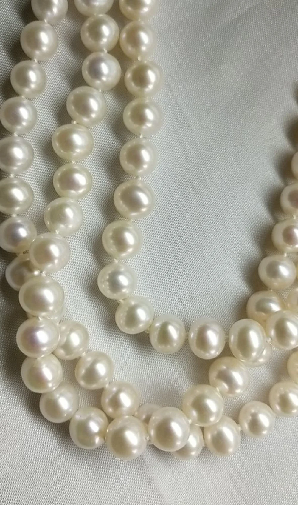 3-Row Pearl Necklace AAAA6-7mm Natural Japanese Pearl Necklace 16-17-18in