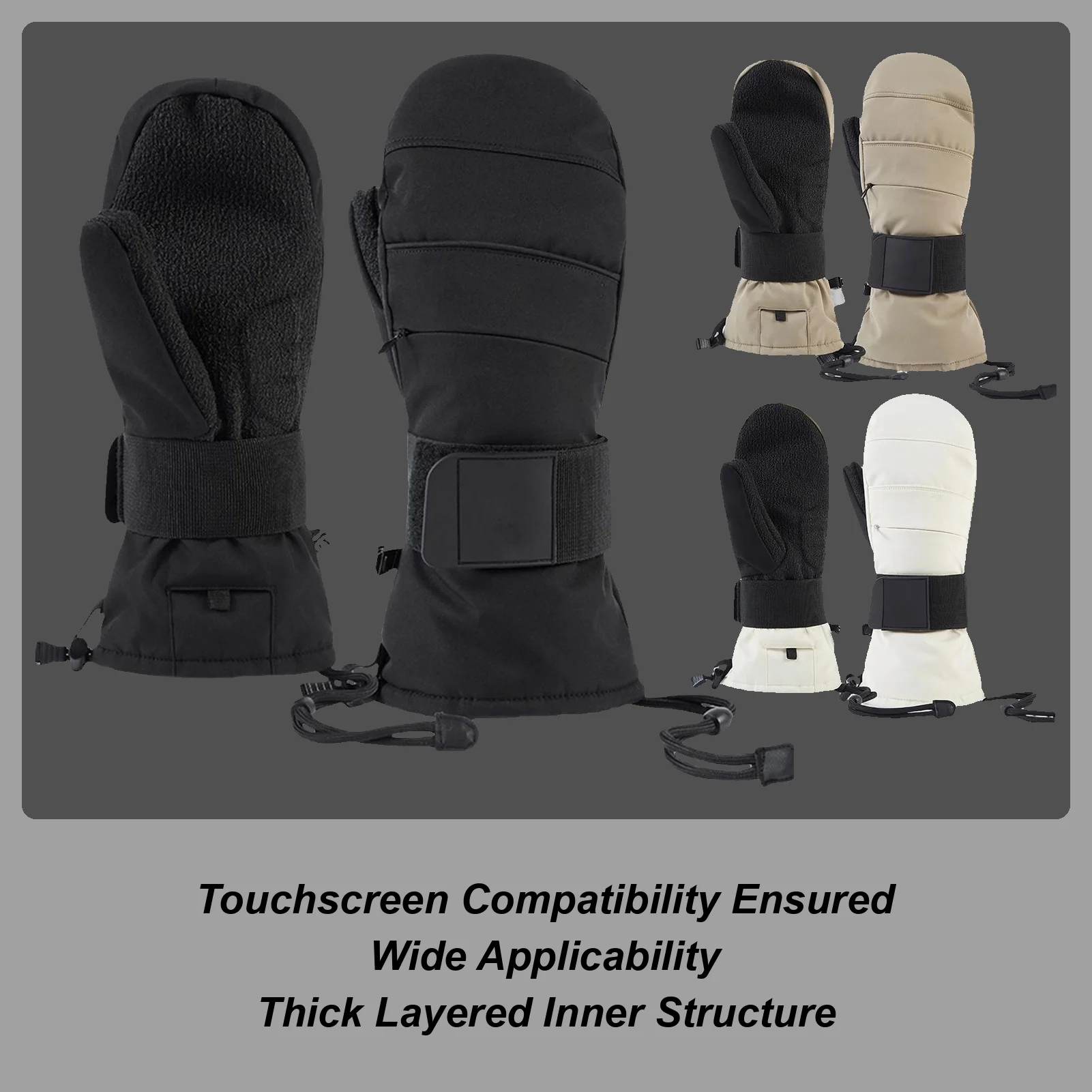 

Winter Gloves Touchscreen Mittens With Wrist Guard Fleece Lined Snow Gloves For Men Winter Motorcycle Ski Cold Weather Snow