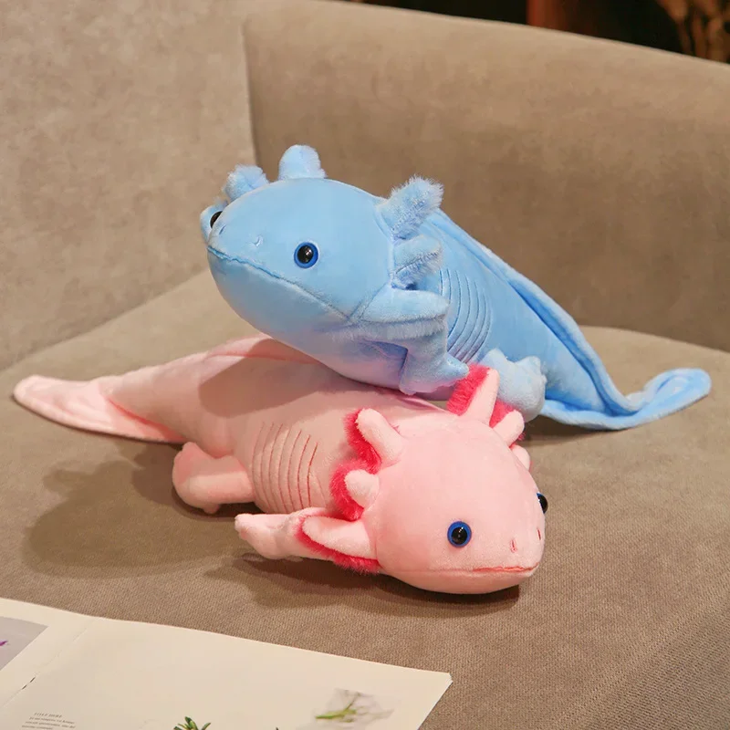 45cm Cute Salamander Plush Toys Simulation Dinosaur Ambystoma Stuffed Doll Kawaii Mexicanum Axolotl Animal Dolls Gift For Kids