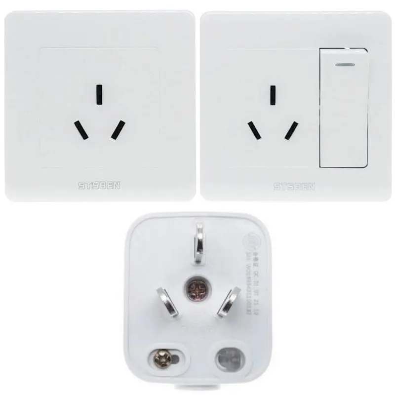 16A China 3-Flat Pin Plug 86 Type Socket For Heavy Duty Air Con Water Heater AC100~250V 16A