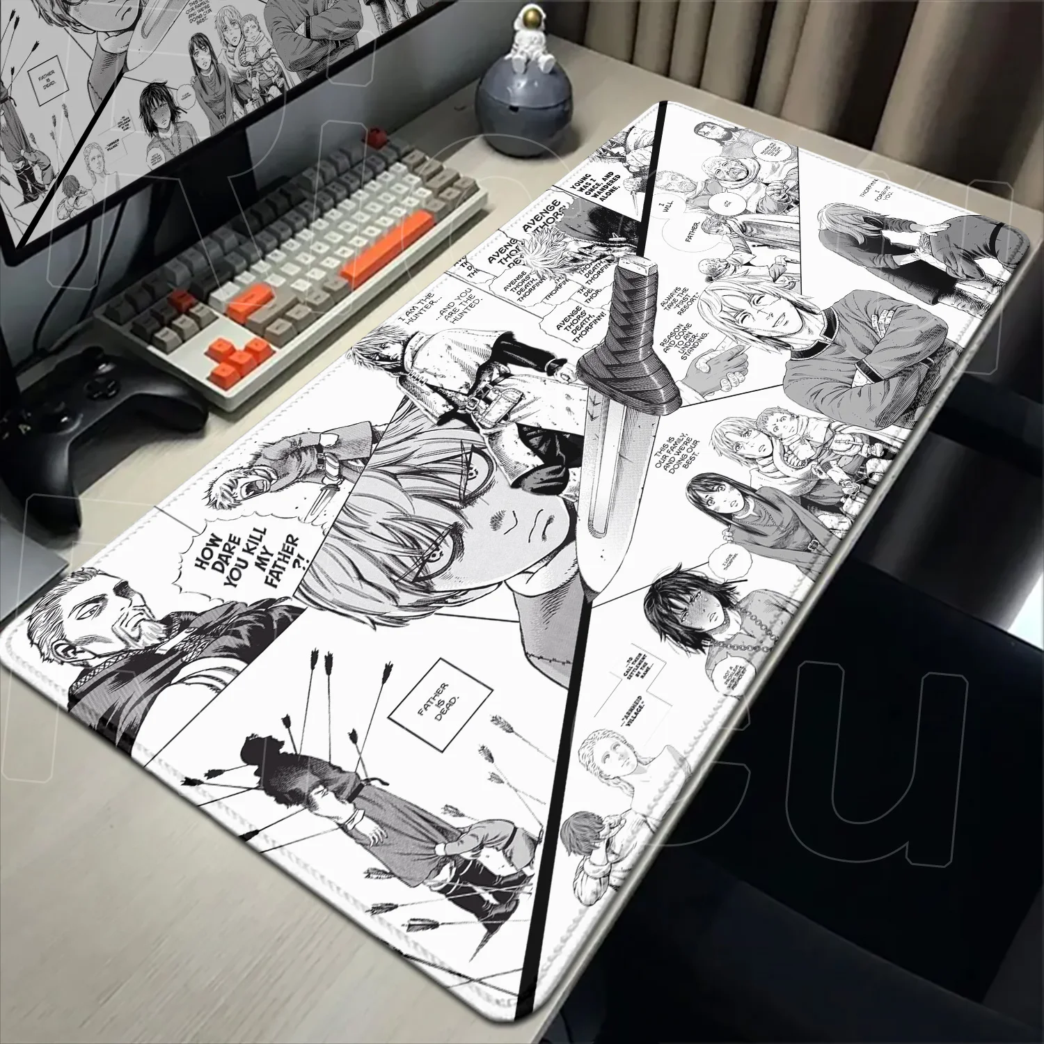 Podkładka pod mysz XXL Vinland Saga 90x40CM, podkładka gamingowa, ochraniacz na klawiaturę, akcesoria PC, dywanik komputerowy HD, mata na biurko — zdjęcie produktu 2
