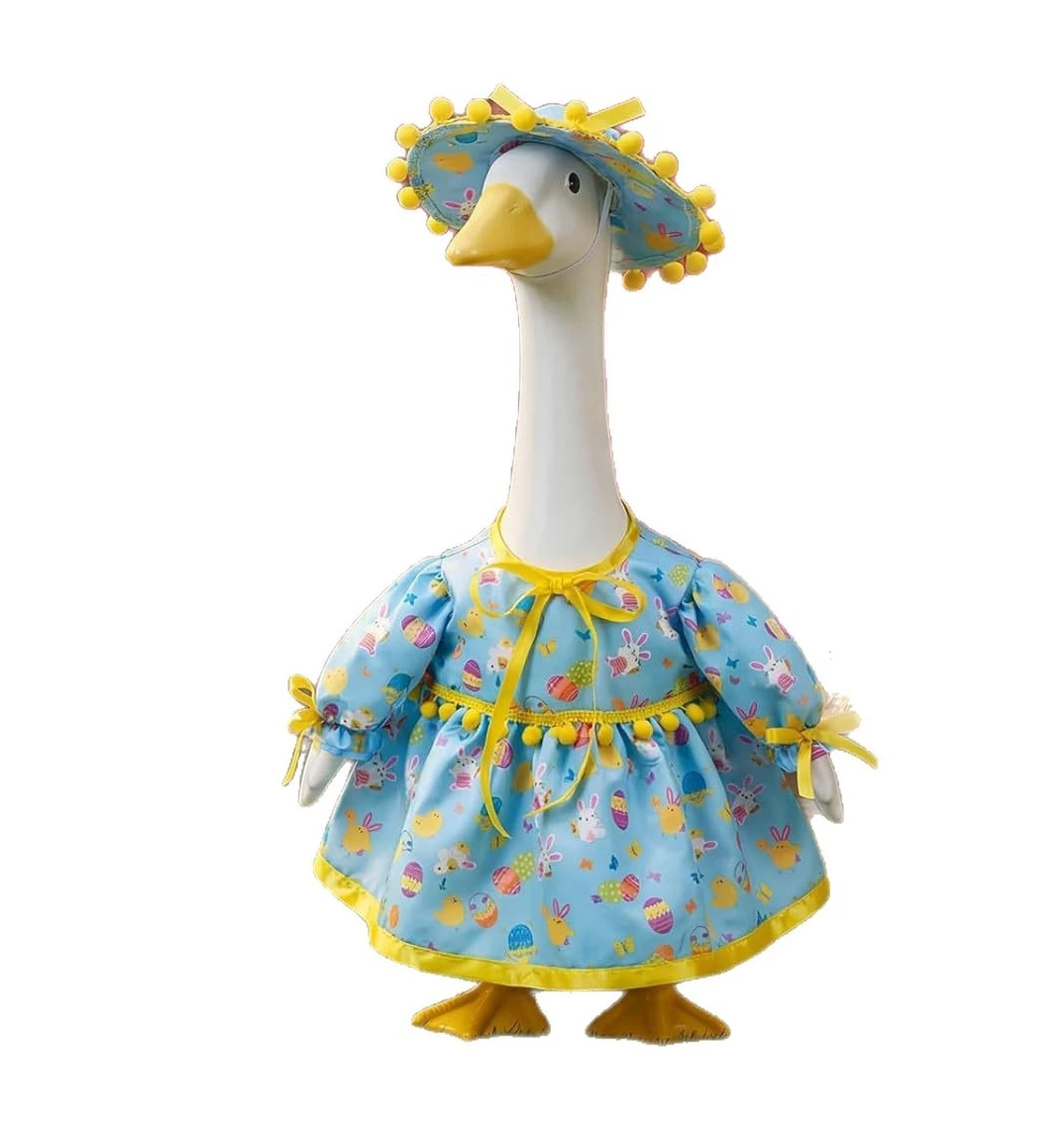 

Easter Goose Outfit 23 Inch Porch Goose Clothes Lawn Goose Dress Costume Funny Home Yard Statue Holiday Summer Outdoor Decor