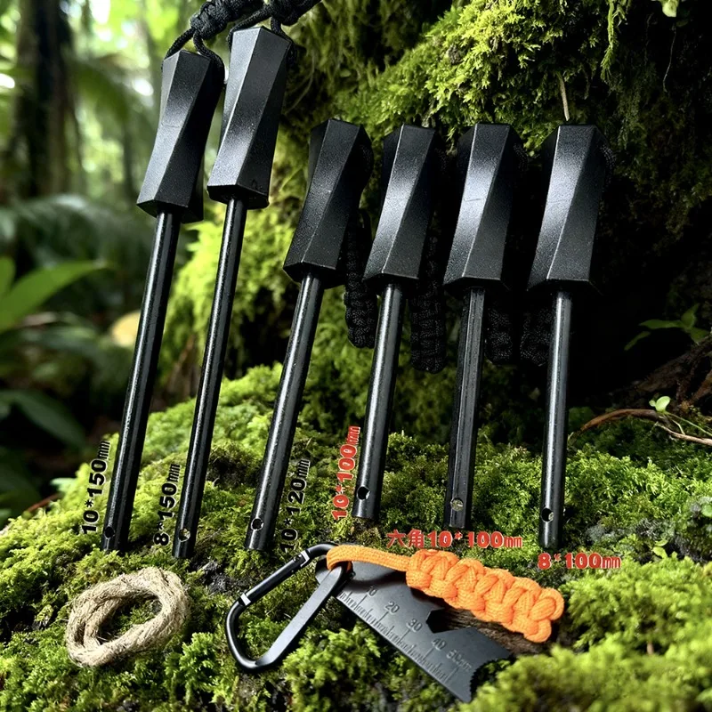 PP Handle with Flint Magnesium Rod Ignition Cord Bear Grylls Survival Fire Starter Magnesium Flint Rod Camping Hiking Equipment - view 2