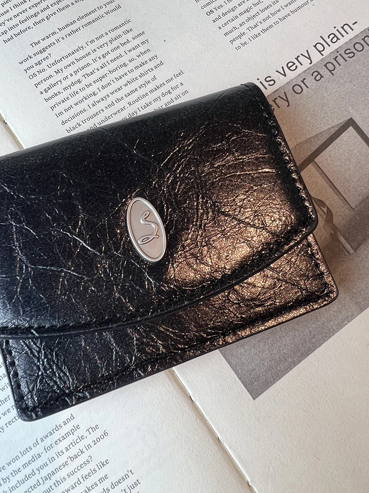 

Korean Sle mat Pure Color ort Faion Wallet Card Holder Multi-Layer High-End Feeling Money Clip for Women