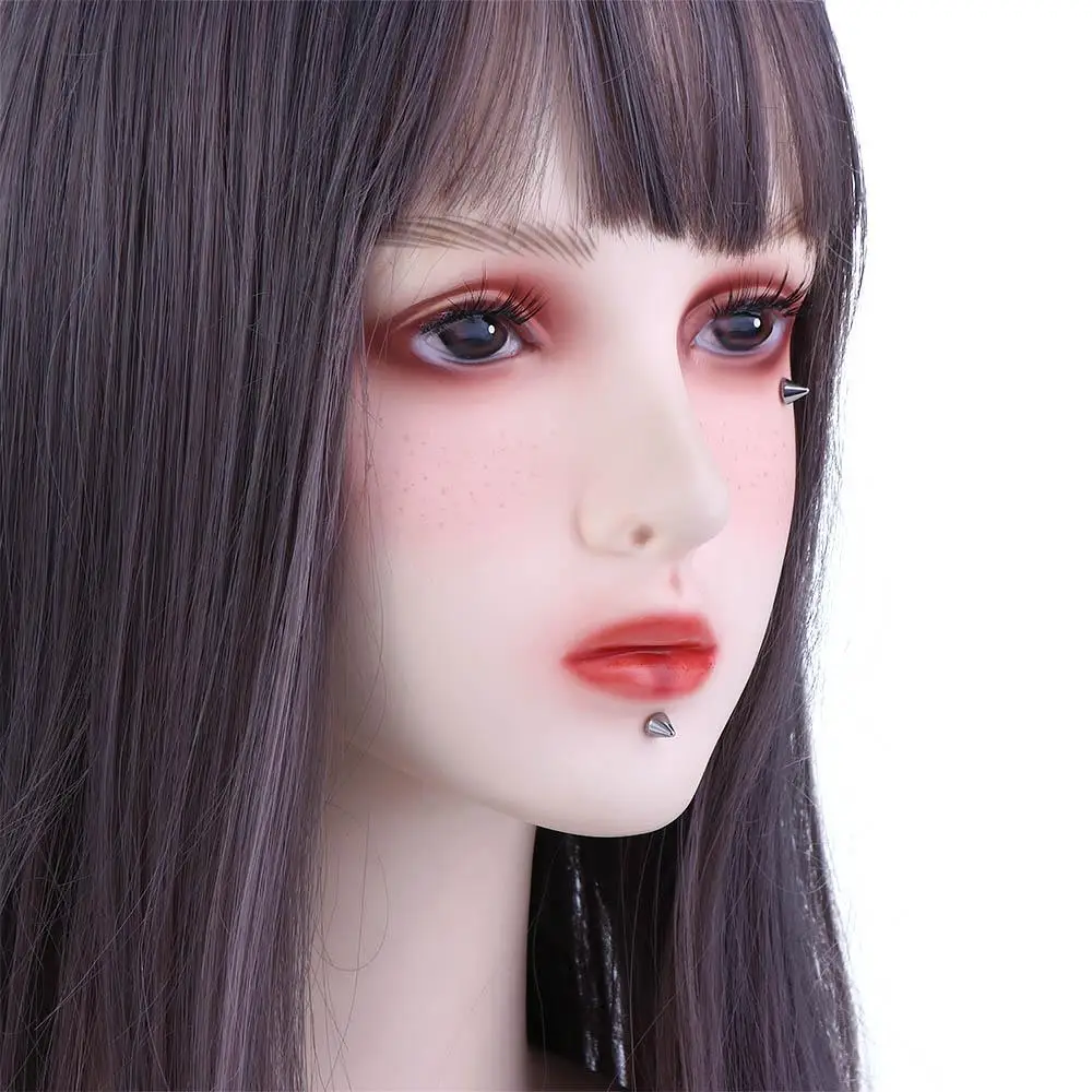 

Jewelry Creative Stainless Steel Men With Sticker For Women Ball Nose Ring Fake Lip Stud No Piercing Jewelry Eyebrow Stud Set