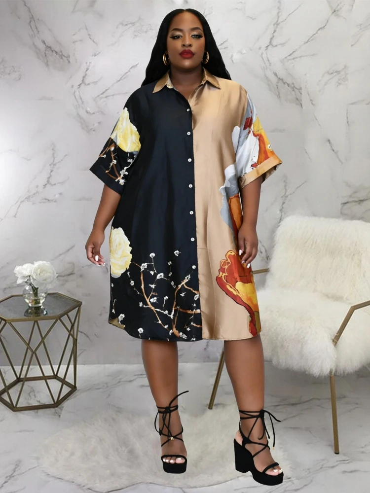 

African Dresses For Women Summer Autumn Africa Clothing 3/4 Sleeve Sexy V-Neck Slim Shirt Blouse Dress Office Lady Party
