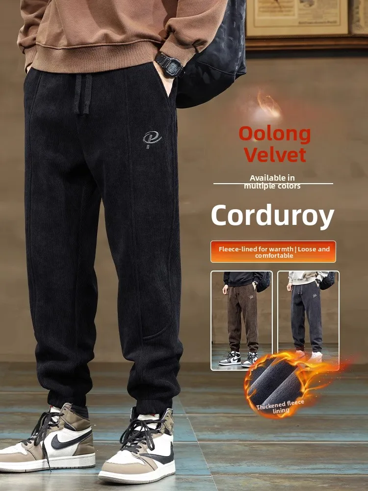 

Men's Fce Lined Corduroy Sports Pants Winter Thiened Autumn Winter Sle Casual Versatile Loose Fit Sweatpants