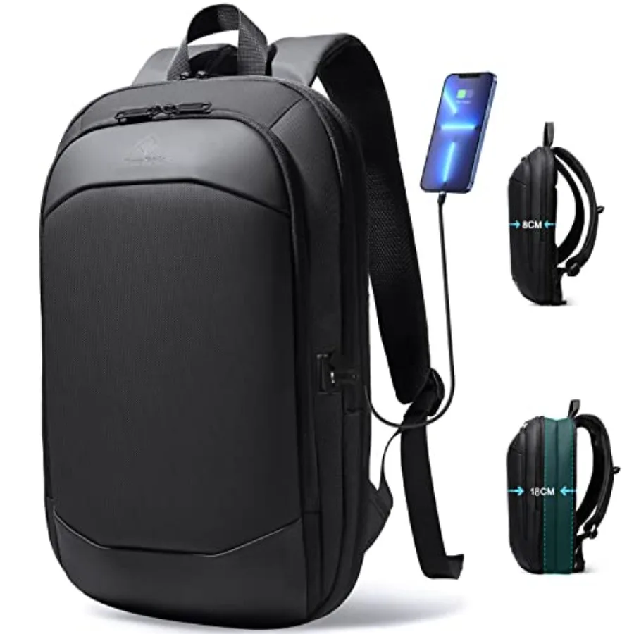 

Business Backpack for Men, Slim and Expandable Waterproof Travel Laptop Backpack with USB Charger Port, Anti-Theft Lightweight
