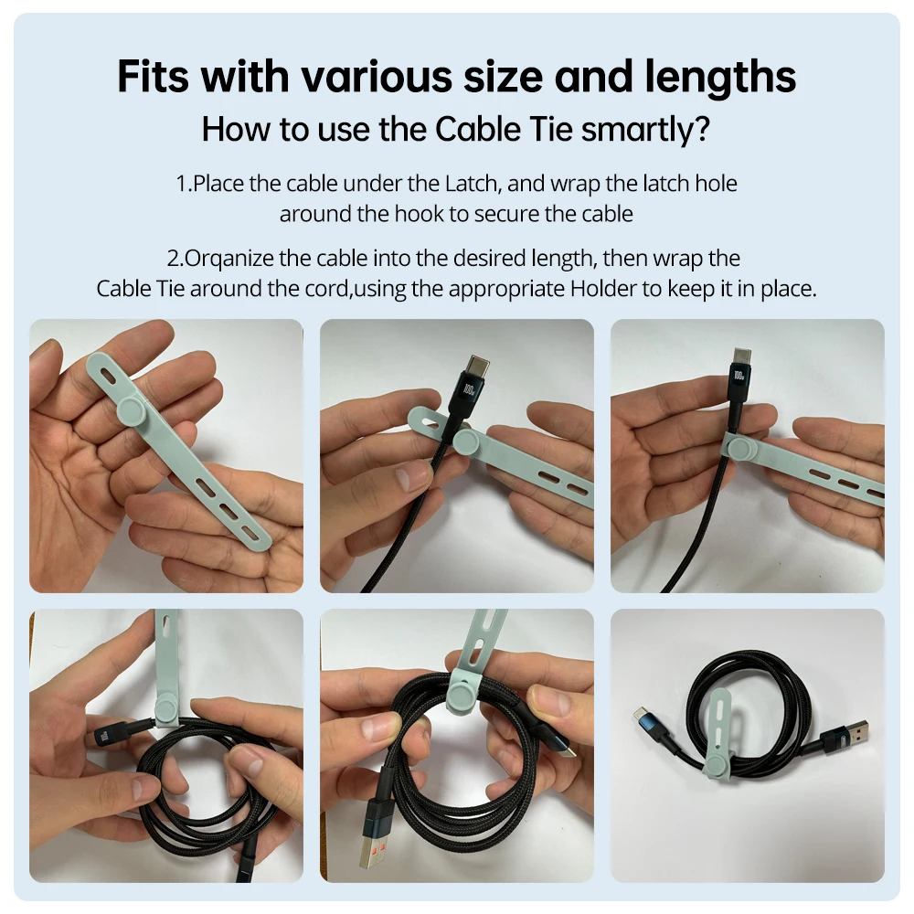 NNBILI Silicone Cable Ties Assorted Color Reusable Heavy Duty Cable Organizer Management for Fastening Cords and Wires