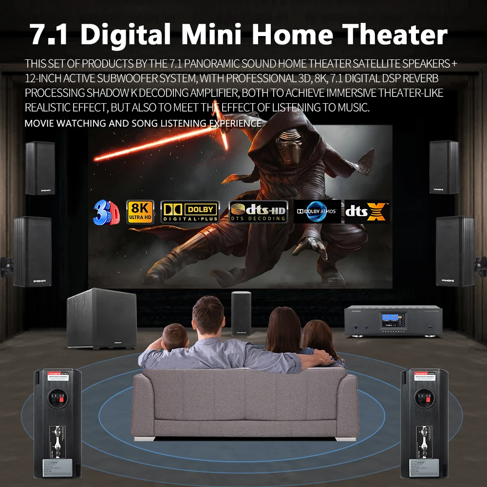 نظام صوت منزلي مصغر 7.1DTS مع  - مراجعة Surround Sound Decoder وسعره