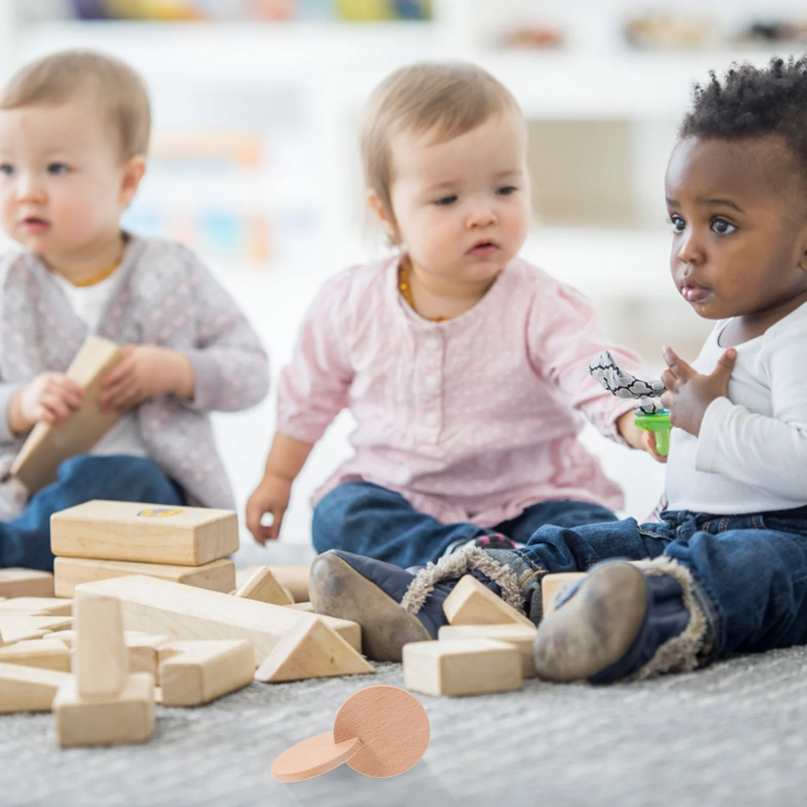 Wooden Lock Rings Interlocking Toy Montessori Educational Kids Hand Eye Coordination Exercise Practice Smooth Fun Design