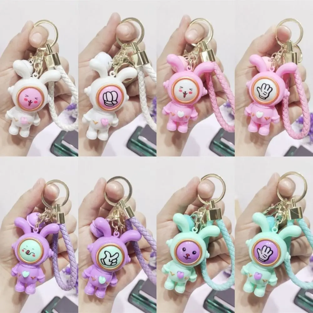 Mini Funny Finger-guessing Game Keychain Creative Cartoon Face-changing Keyring Heart Keyring Rabbit Pendant Hanging Accessory