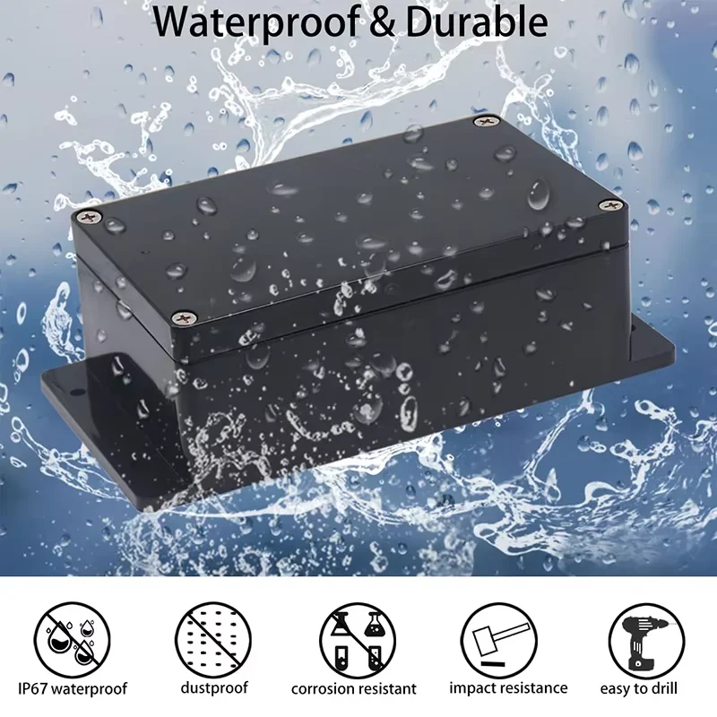ABS Black Outdoor Waterproof Enclosure Plastic Box Electronic Project Instrument Case Electrical Project Box Junction Box Housin