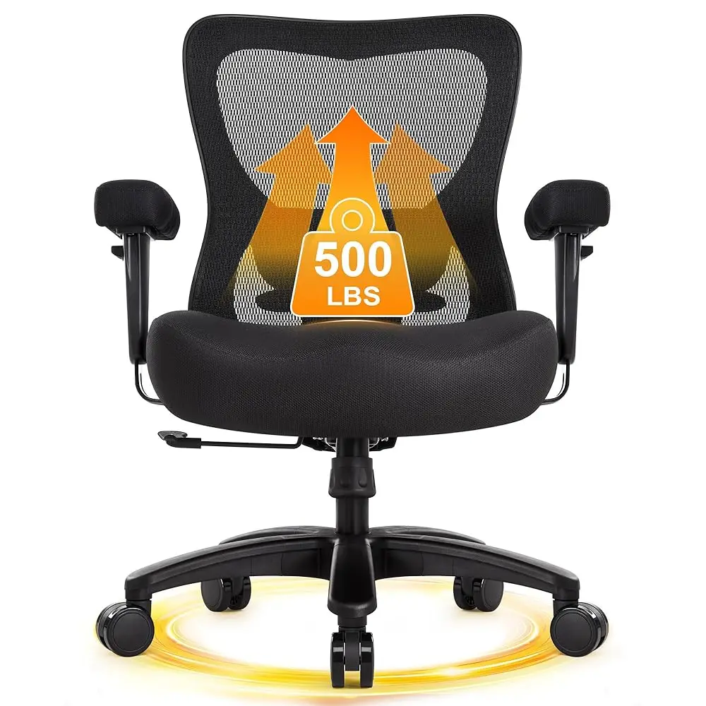 

Big And Tall Office Chair 500Lbs, Ergonomic Heavy Duty Mesh Desk Chair, Executive Computer Chairs With Wide Thi Seat,