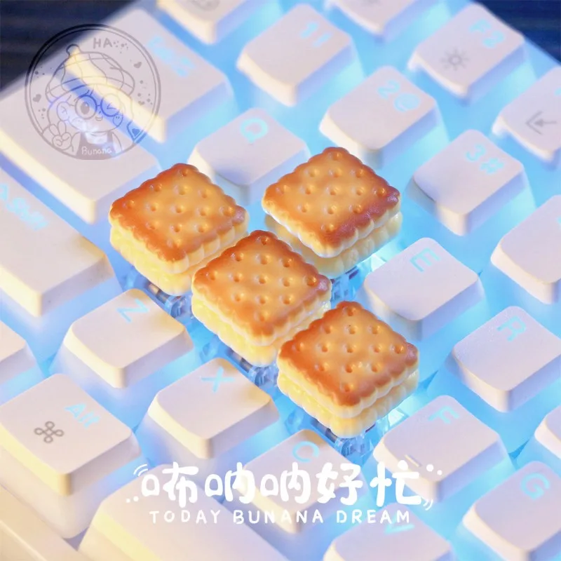 Caramel Biscuit Theme Keycaps Customized Creative Handmade Resin MX Keycaps Keyboard Cap for Mechanical Keyboard Accessories DIY