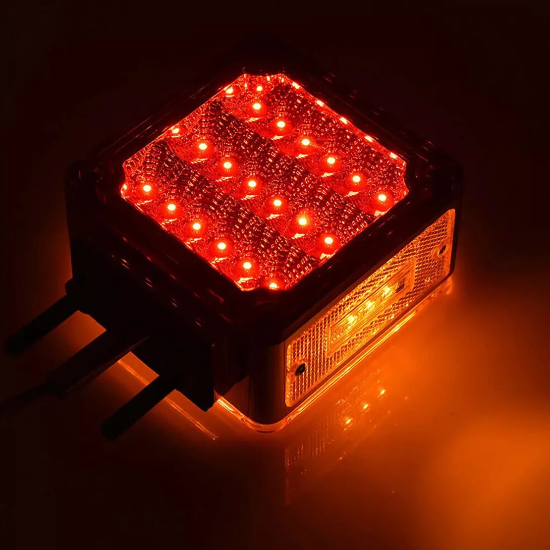 1 par de luces marcadoras de señal de giro de guardabarros de Pedestal de montaje de perno de doble cara cuadrada Universal de 12V 39LED para remolque, Tractor, autobús, barco