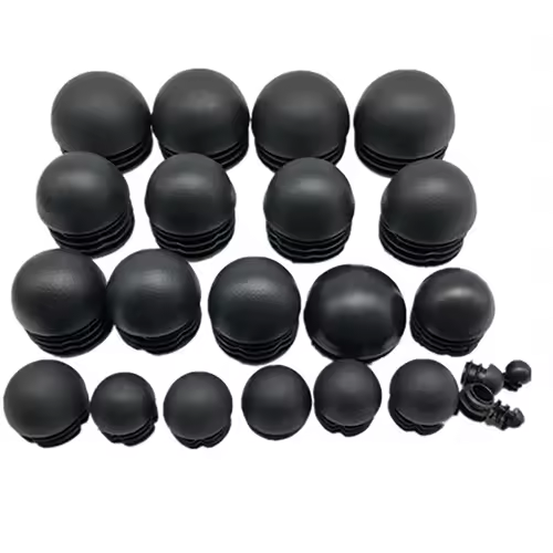 4pcs Spherical Head Black Plastic Round Head Tube Hole Plugs Chair Leg Caps Insert Plugs Floor Protector Furniture Bottom Covers - Image 2