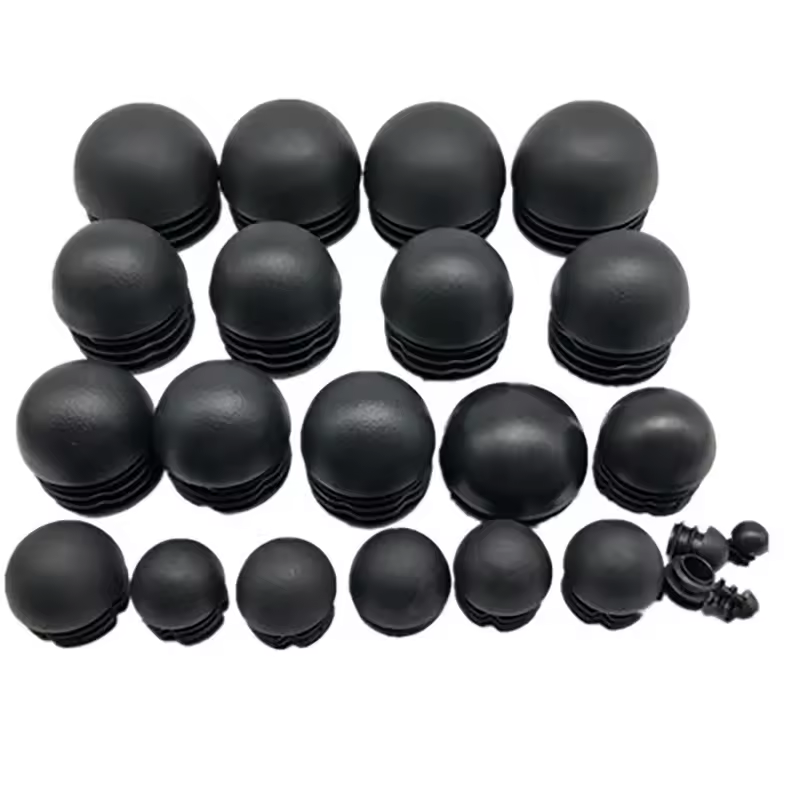 4pcs Spherical Head Black Plastic Round Head Tube Hole Plugs Chair Leg Caps Insert Plugs Floor Protector Furniture Bottom Covers - Image 2