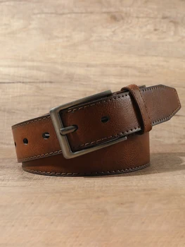 حزام رجالي كلاسيكي من الجلد الصناعي ، ذكر ، علامة تجارية مشهورة ، مصمم فاخر ، كلاسيكي ، رعاة البقر ، بني ، جينز ، بنطلون ، أحزمة خصر ، موضة