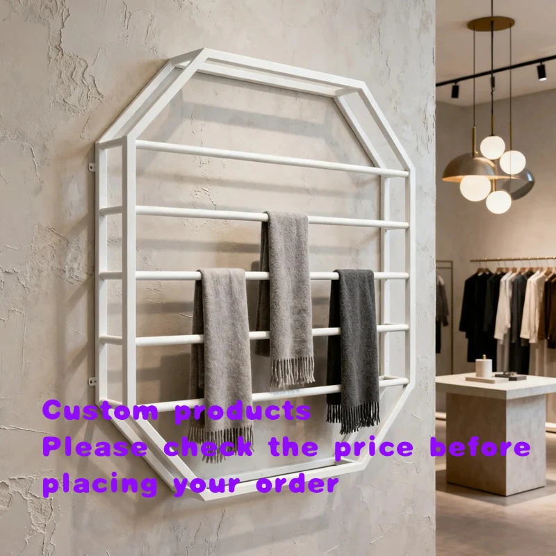 custom.Wire scarf rack Scarf display stand Clothing display rack Round fabric shawl rack Vertical hanging rack