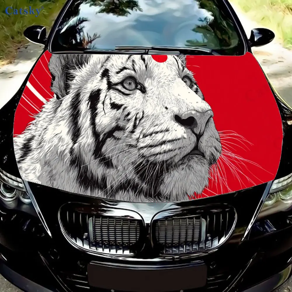 Cool Tiger King print,car hood stickers,PVC waterproof Self adhesive car hood sticker,car hood decoration protection stickers,Au
