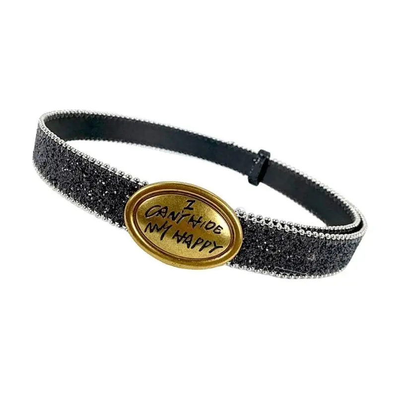 

A52E Heavy Duty Waist Belts for Jeans Pants Heavy Glitter Buckle Belt Bandsman