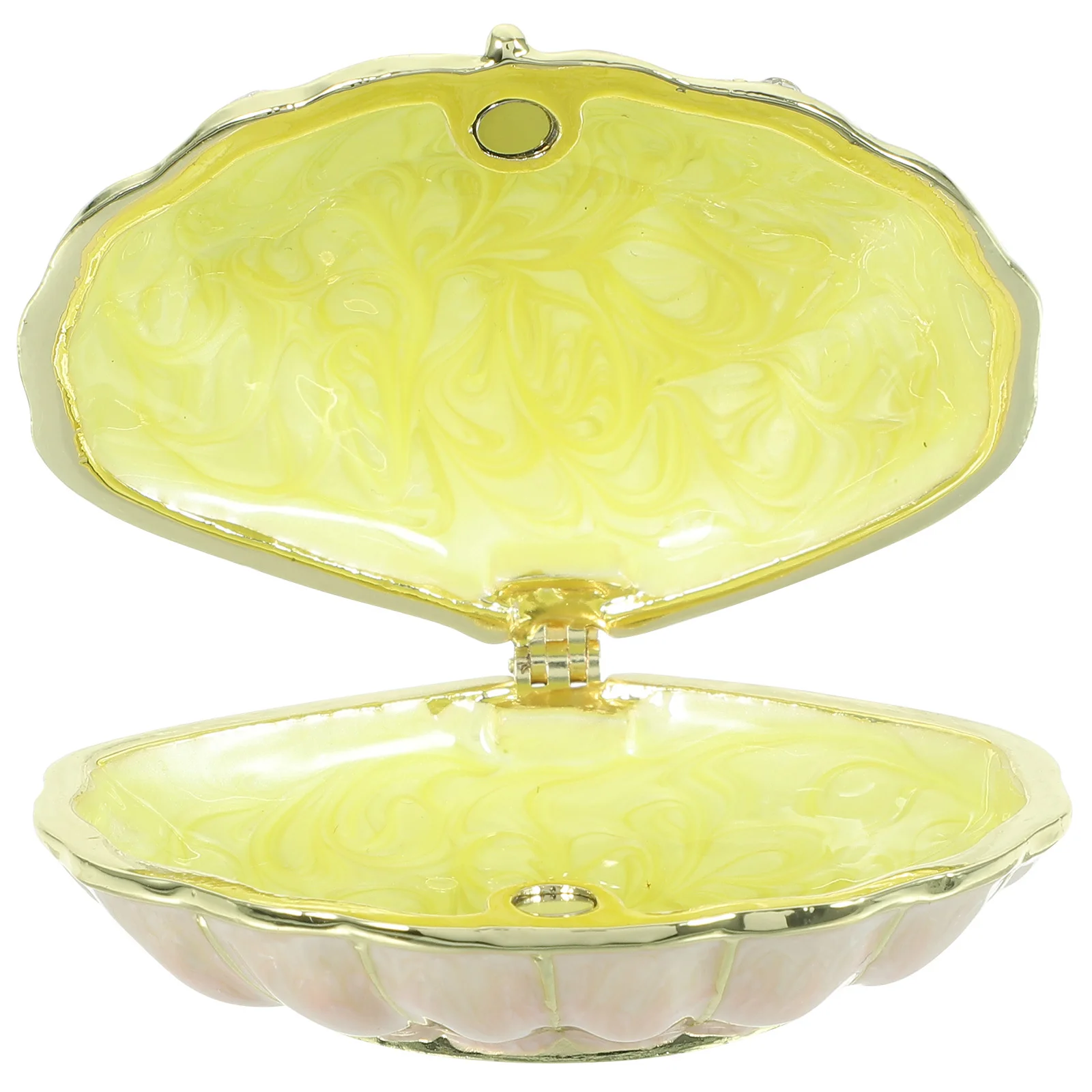 Shell Jewelry Box Alloy Small Decorative Shell Shape Rhinestone Jewelry Case Desktop Ornament Gift Packaging Box