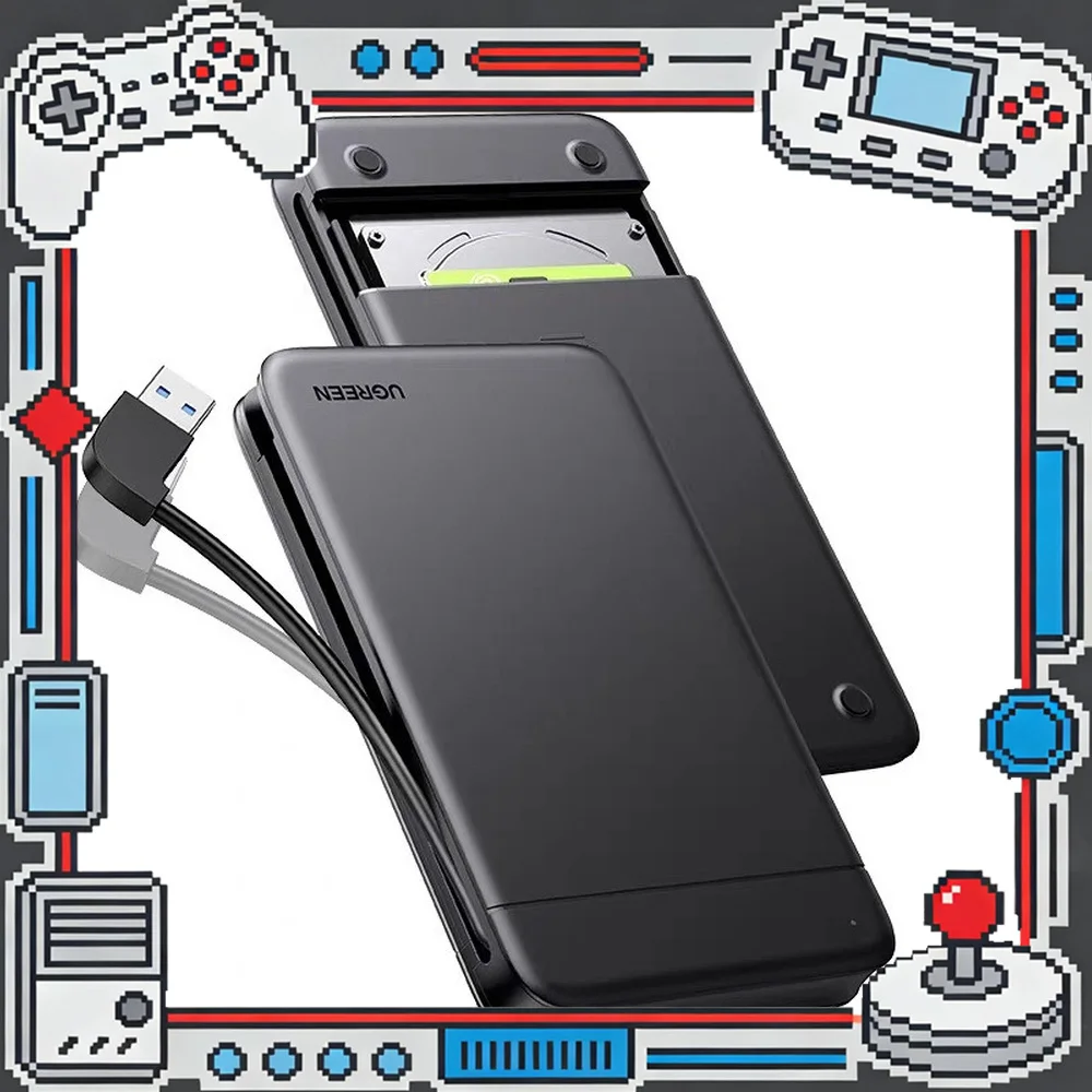 UGREEN CM352 10904 2.5 Inch SATA to USB 3.0 Hard Drive Enclosure with Built In Cable External HDD SSD Case