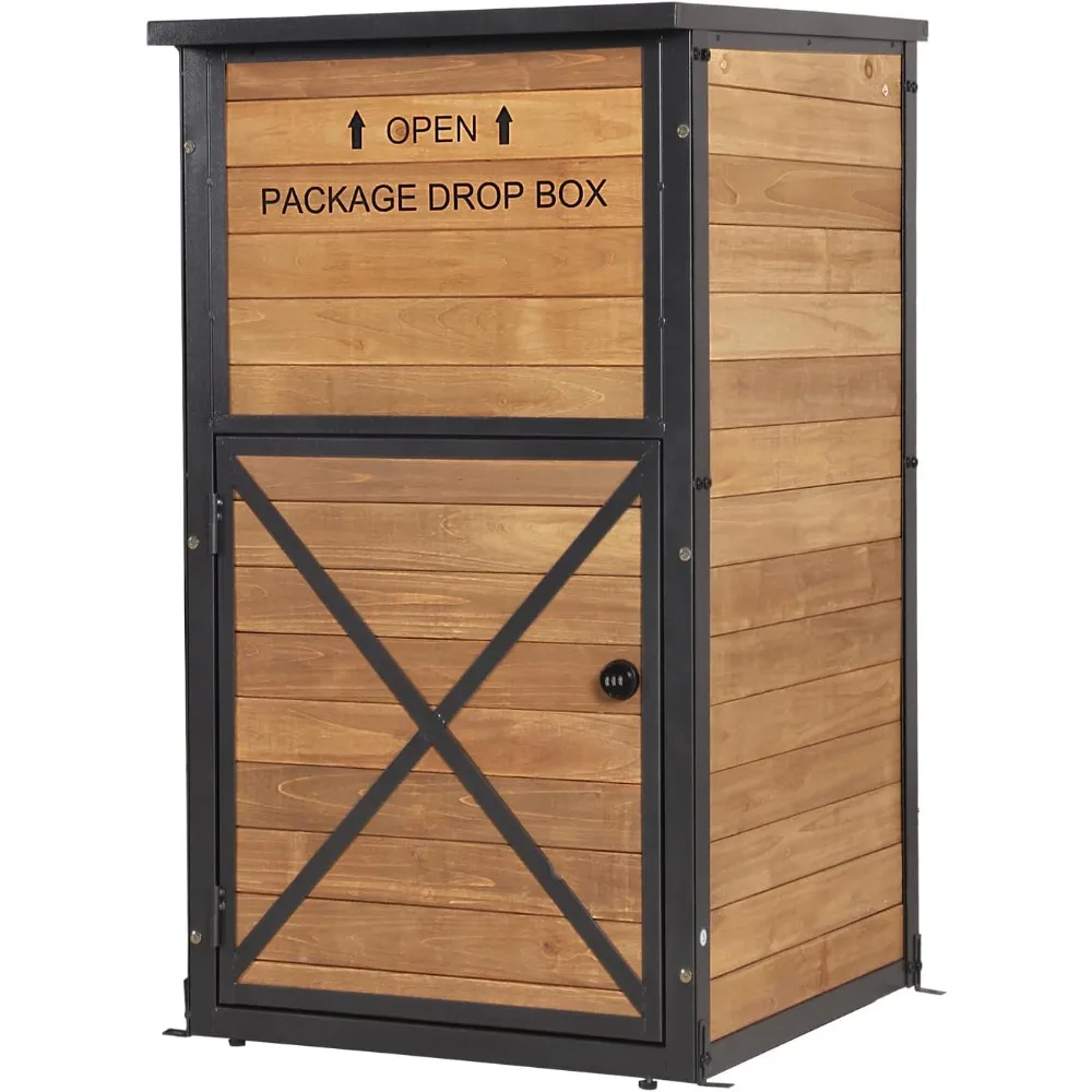 Package Delivery Boxes for Outside, Metal Frame Large Parcel Drop Box with Combination Lockable, Secure Anti Theft Package Box