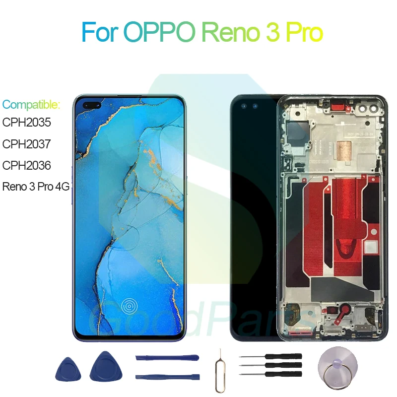 

For OPPO Reno 3 Pro Screen Display Replacement 2400*1080 CPH2035, CPH2037, CPH2036,Reno 3 Pro 4G LCD Touch Digitizer