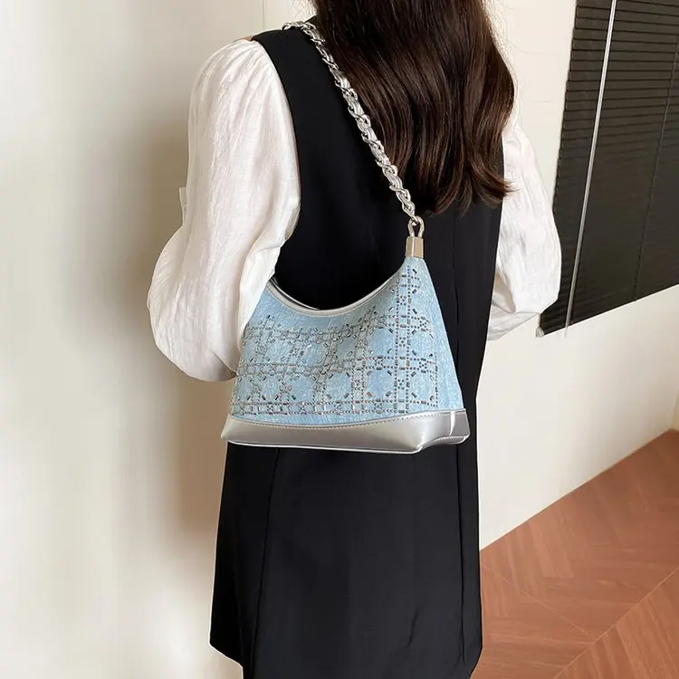 

Новая летняя универсальная сумка-багет 2026 года: нишевая модель класса люкс, на одно плечо, через плечо, винтажная, с цепочкой