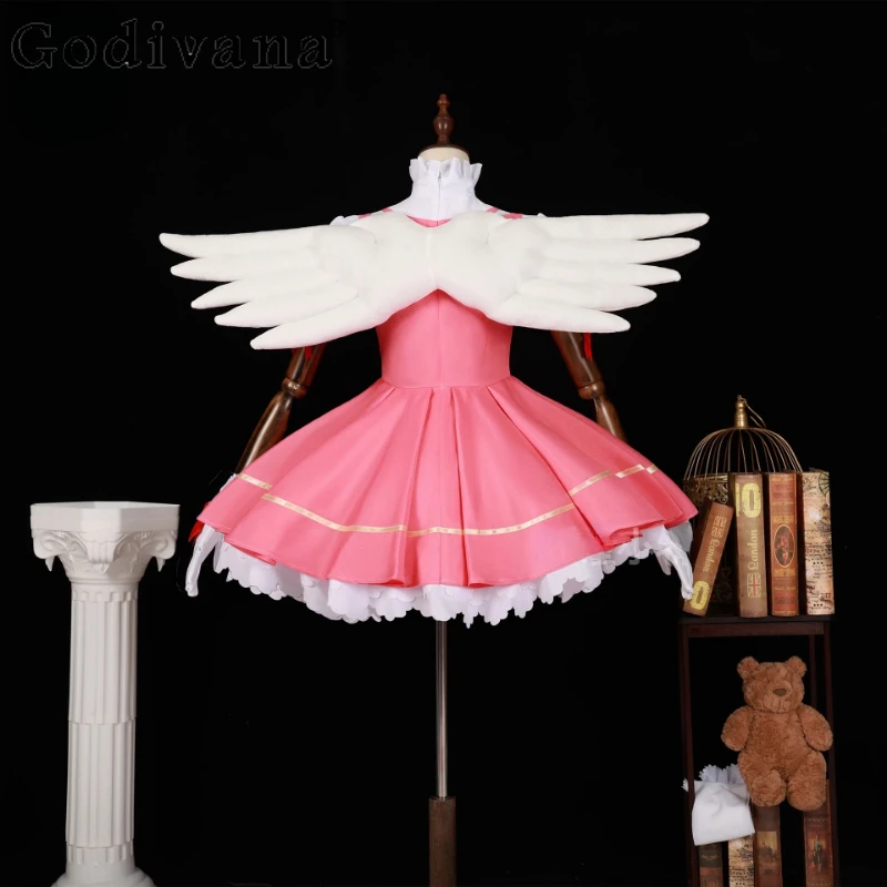 Halloween Fancy Cos Party Suit Donna Kinomoto Sakura Cosplay Anime Costume Cosplay Ragazza Card Captor Sakura Parrucca Rosa Lolita Dress