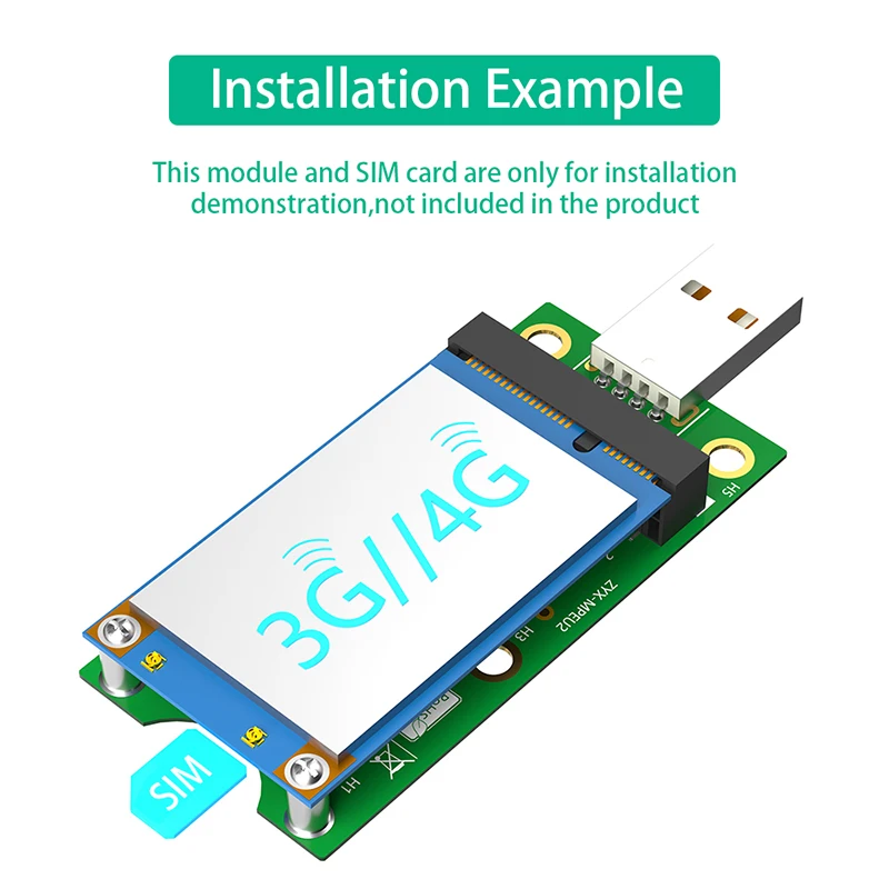 Mini PCIE 3G/4G Module to USB 3.0 Network Adapter Card Riser with SIM Slot Power LED Supports WWAN LTE GPS Mini PCI Express Card