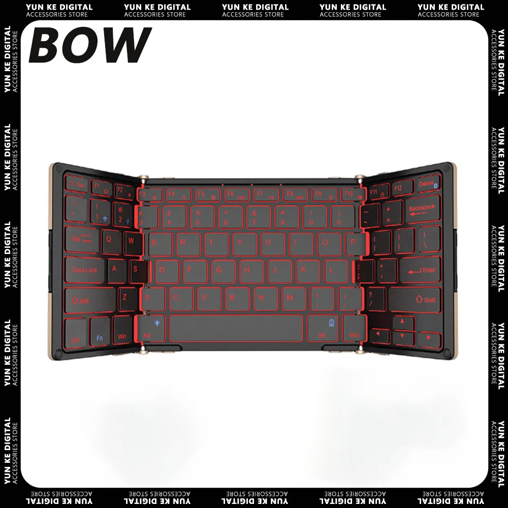 

BOW Folding Keyboard Bluetooth Wireless RGB Light Customizate Foldable Bluetooth Keyboard Pc Gamer Accessories for Mac Office