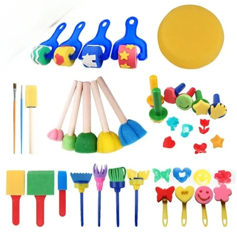 

Children's Sponge Brush Painting Tool Set DIY Early Childhood Education Drawing Graffiti Sponge Letters Roller Brush Brush