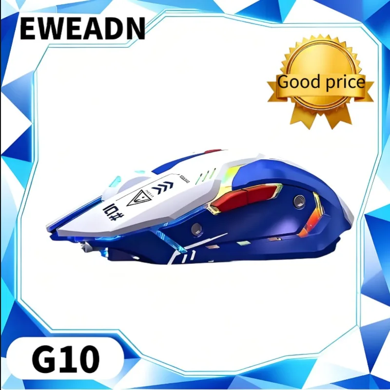 

EWEADN G10 Mech-style Wired Silent Mouse 2000-5000 DPI RGB Lighting Programmable Wired for Office, Business and Home Use