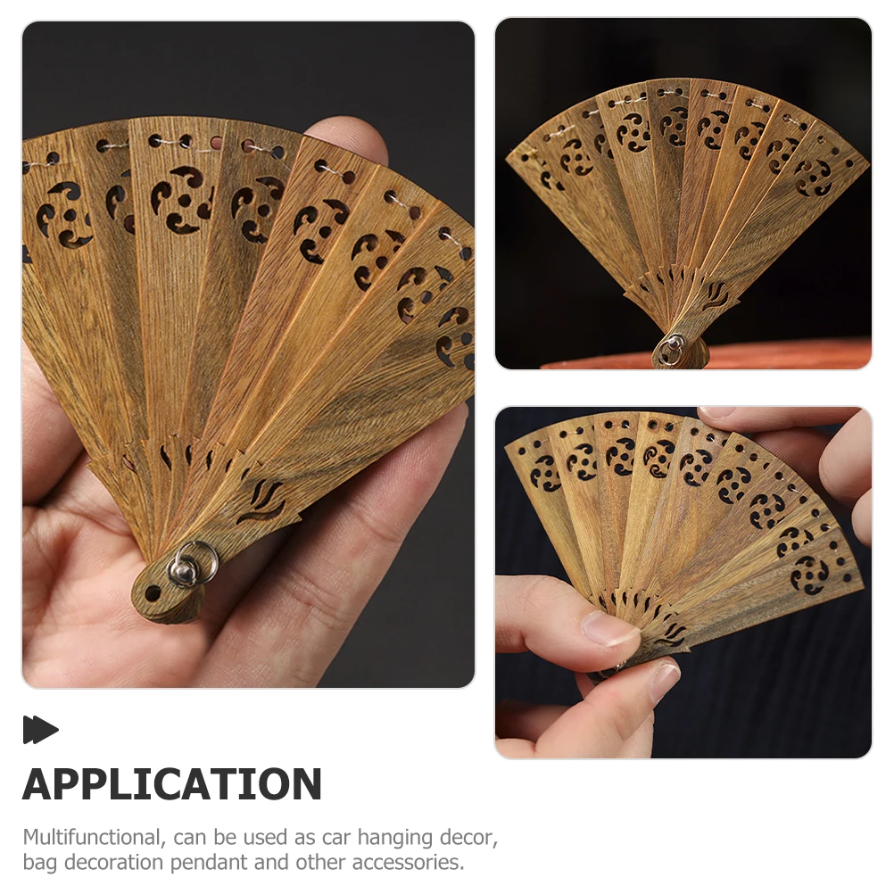مروحة صغيرة سيارة قلادة الخشب مروحة قابلة للطي ديكور المفاتيح سحر شنقا نامور الفنون الحرف جرس ريترو ستايل
