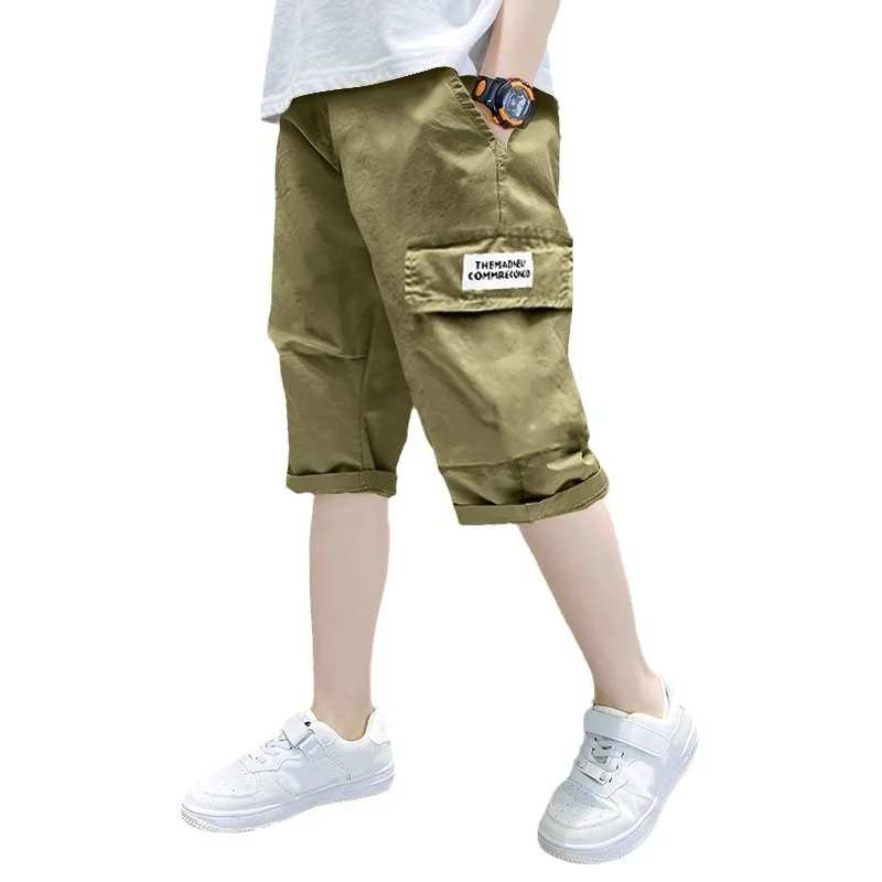 Boys' Shorts Cotton Pants2024Summer Cotton Boys' Pants All-Matching Overalls Western Style Children's Pants