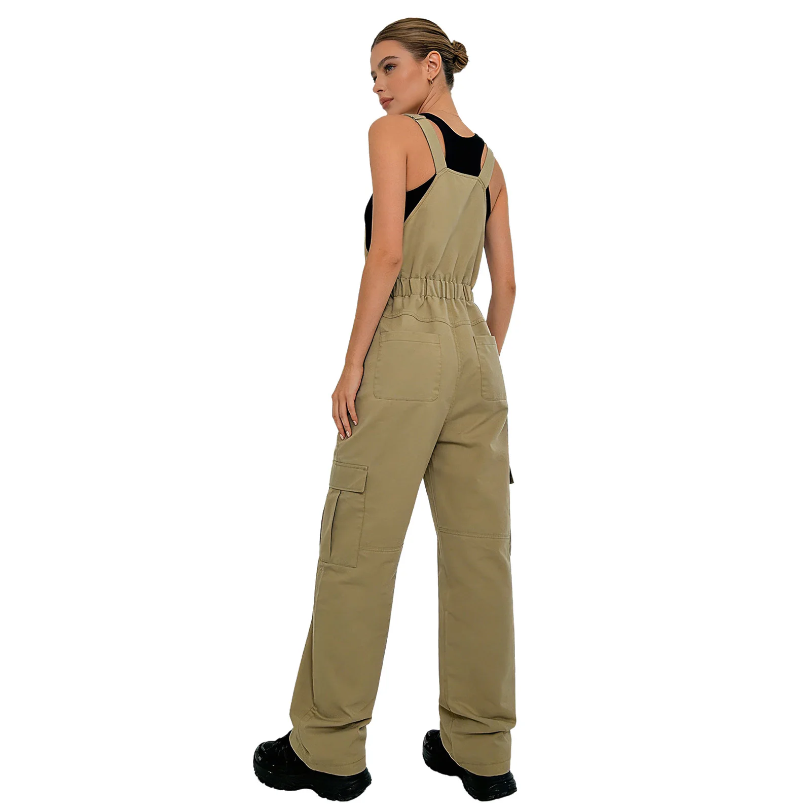 

Womens Fashion Bib Overalls Adjustable Strap Zipper Multi-pocket Wide Leg Cargo Romper Casual Coverall Jumpsuit for Work Holiday